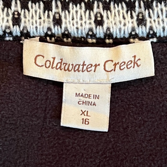 Coldwater Creek Black White Zip Front Hybrid Sweater Jacket Fleece Back XL - Picture 8 of 10